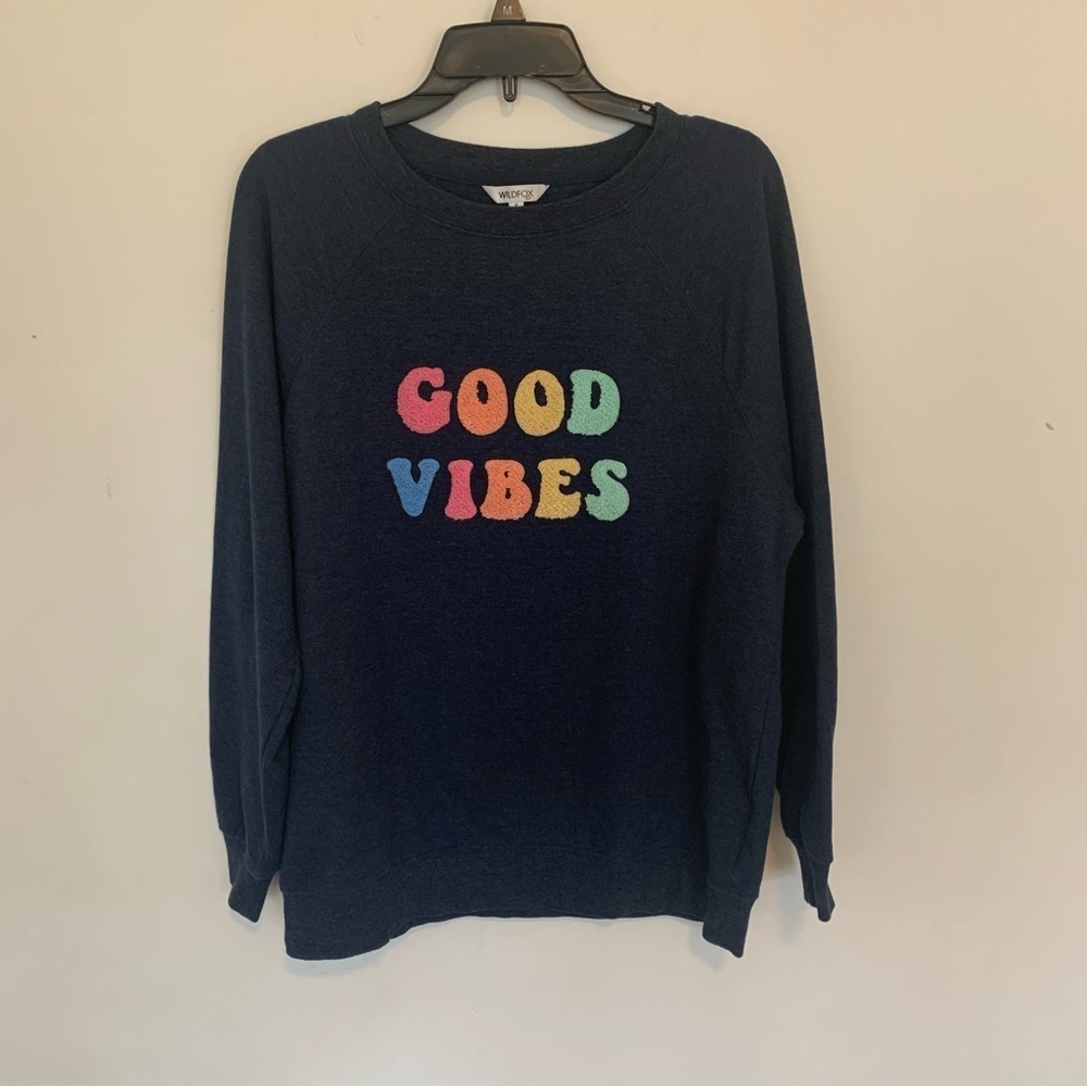Women’s Wildfox Good Vibes Only Sweatshirt Spell Out Small